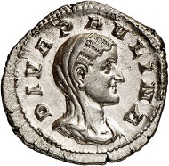 Diva Paulina. Denarius under her spouse Maximinus Thrax, 235-238. Rv. Peacock carrying the deceased empress to the gods. From Künker sale 288 (13 March 2017), No. 760. Estimate: Euro 600.