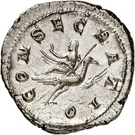 Diva Paulina. Denarius under her spouse Maximinus Thrax, 235-238. Rv. Peacock carrying the deceased empress to the gods. From Künker sale 288 (13 March 2017), No. 760. Estimate: Euro 600.