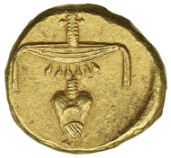 Stater of pharaoh Nektanebo II, 360-343 BC. Photo: ©NNC.