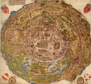 Panoramic view of the city of Vienna at the time of the first Siege of Vienna. Wien Museum.