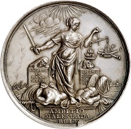 Medal 1685 on the execution of James Scott and Archibald Campbell after the suppression of the Monmouth Rebellion, which tried to prevent the Catholic James from ascending to the throne. From Künker sale 292 (16 March 2017), No 5695.