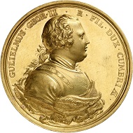 Gold medal 1746 by R. Yeo on the victory at the Battle of Culloden. From Künker sale 292 (16 March 2017), No. 5076.