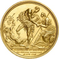 Gold medal 1746 by R. Yeo on the victory at the Battle of Culloden. From Künker sale 292 (16 March 2017), No. 5076.