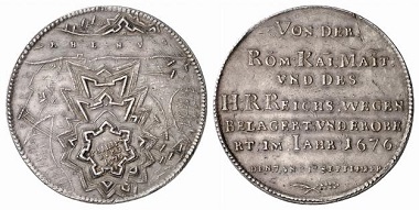 Philippsburg / Netherlands. Medal 1676. The reverse shows the later development of the idea of a hornwork. From Baums Collection, Künker sale 116 (2006), No. 4609.