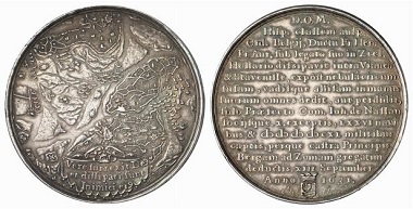 Bergen op Zoom / Netherlands. Medal from 1631 by Jan van Loof. As you can see on the obverse of this medal, water played a crucial role in the defence works of the Dutch cities. From Baums Collection, Künker sale 116 (2006), No. 4205.
