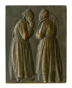 Louis Oscar Roty, 1913 The Gossips, bronze, uniface, 75 x 58mm.