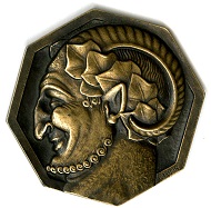 Pierre Turin, Pan, bronze, octagonal, 50mm.