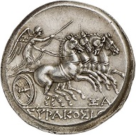 Lot 92: Syracuse (Sicily). 16 litra, 214-212. Very rare. Extremely fine. Estimate: 10,000,- euros. Hammer price: 75,000,- euros.