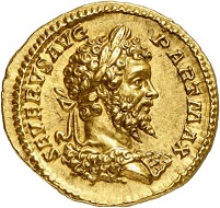 Lot 675: Septimius Severus, 193-211, with his wife Julia Domna. Aureus, 200/201. Very rare. Extremely fine. Estimate: 15,000,- euros. Hammer price: 48,000,- euros.