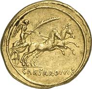 No. 381. Augustus. Aureus, 29 B. C., Rom. RIC 261. Calicó 185. Rare. About extremely fine. Estimate: 6,500 Euros. 36,800 Euros.
