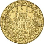 No. 5900. Salzburg. Paris of Lodron, 1619-1653. 10 ducats 1628 on the dedication of the cathedral. Fr. 729. Good very fine. Estimate: 3,500 Euros. Final price: 9,200 Euros.