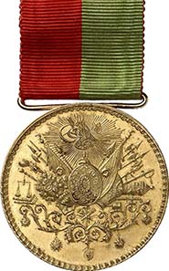 No. 7152. Turkey. Abd al-Hamid, 1876-1909. Golden Order of Merit, 1882 dedicated as highest decoration of the Ottoman Empire. First class medal awarded in 1883 to William I. Good extremely fine. Estimate: 20,000 Euros. Final price: 161,000 Euros.