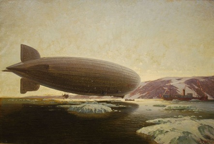 LZ 127 with Russian icebreaker Malygin. Painting by Alexander Kircher, 1931.