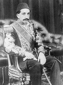 Abd al-Hamid visiting England / Balmoral Castle in 1867. Photograph from the George Grantham Bain Collection / Library of Congress. Source: Wikipedia.