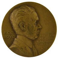 Lot 65: New York Numismatic Club medal honoring F.C.C. Boyd. Very near uncirculated.