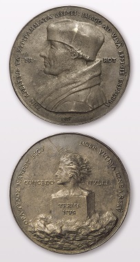 Medal on Erasmus, from his private estate. 1916.288. Historisches Museum Basel, Photo: A. Seiler.