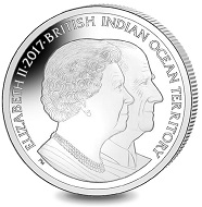 British Indian Ocean Territory. 70 Years of HM Queen Elizabeth II & HRH Prince Philip - The Queen's 80th Birthday / Sterling Silver / 28.28 g / 38.60 mm / Mintage: 2000.