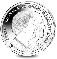 British Virgin Islands. 70 Years of HM Queen Elizabeth II & HRH Prince Philip - Giggles at Buckingham Palace / Sterling Silver / 28.28 g / 38.60 mm / Mintage: 2000.