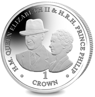 Falkland Islands. 70 Years of HM Queen Elizabeth II & HRH Prince Philip - Gooodwood Races 1954 / Sterling Silver / 28.28 g / 38.60 mm / Mintage: 2000.
