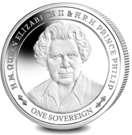 South Georgia & The South Sandwich Islands. Platinum Set: 70 Years of HM Queen Elizabeth II & HRH Prince Philip - The Queen at her 90th Birthday / Platinum / 28.00 g / 6.22 mm / Mintage: 650.