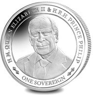 Platinum Set: 70 Years of HM Queen Elizabeth II & HRH Prince Philip - Prince Philip at the Queen's 90th Birthday / Platinum / 28.00 g / 6.22 mm / Mintage: 650.