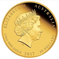 Australia / 25 AUD / Gold .9999 / 1/4oz / 20.60mm / Design: Wade Robinson / Mintage: 1,000.