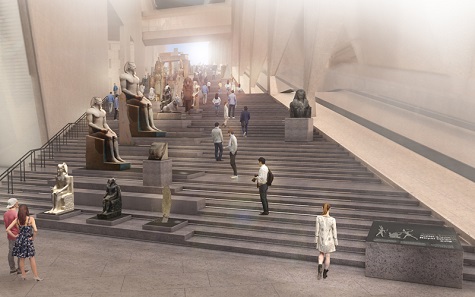 GEM – Grand Stairs, Grand Egyptian Museum. Image: Atelier Brückner.
