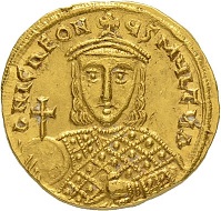 Lot 318: Byzantine Empire. Artavasdus, 742-743. Solidus, 742/743, Mint of Constantinopolis. Extremely rare. Extremely fine. Estimate: 30,000 CHF. Result: 40,000 CHF.
