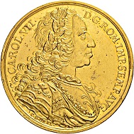 Lot 1223: Germany. Regensburg. 10 Dukaten undated (1742). Title Charles VII. Of the highest rarity. Extremely fine. Estimate: 30,000 CHF. Result: 130,000 CHF.