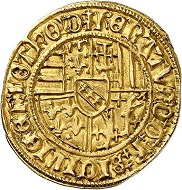 Lot 1820: Lorraine. René II, 1473-1508. Florin d’or, no date, Nancy. Very rare. Extremely fine. Estimate: 7,500 euros. Hammer price: 9,000 euros.