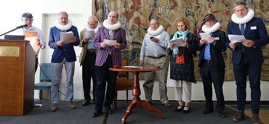 If we shadows have offended, Think but this, and all is mended – that you have but slumbered here, while these visions did appear. From left to right: Andrew Burnett, Johan van Heesch, Alain Schnapp, Bernhard Woytek, Jonathan Kagan, Maria Christina Molinari, John Cunnally, and Francois de Callatay. Photo: UK.