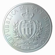 San Marino / 5 euros / .925 silver / 18g / 32mm / Design: Antonella Napolione (obverse), Erik Spiekermann (reverse) / Mintage: 3,400.