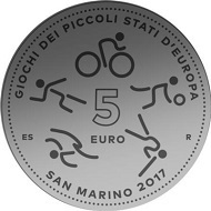 San Marino / 5 euros / .925 silver / 18g / 32mm / Design: Antonella Napolione (obverse), Erik Spiekermann (reverse) / Mintage: 3,400.