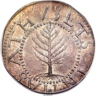 1652 SHILNG Pine Tree Shilling, Large Planchet, No Pellets at Trunk, MS65 PCGS.