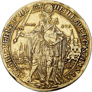 Quedlinburg. Dorothea of Saxony, 1610-1617. 8 ducats 1617, Quedlinburg. Very rare. Very fine. Estimate: 25,000 euros. From Künker sale 294 (2017), No. 3732.