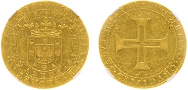 “Portugalöser”. 10 dukat 1640. Deventer. MS61 NGC. Realized: 179,000 USD.