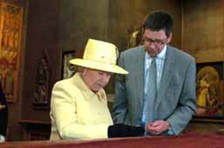The Queen, here beside Mark Blackburn, has visited the Coin Cabinet, too. Image: Fitzwilliam.