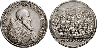 Paul III (1534-1549). Silver medal no date (1550) on the Holy Year. From Nomos sale 5 (2011), 25.