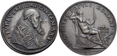 Julius III (1550-1555). Medal. From Classical Numismatic Group Electronic Auction 210 (2009), 370.