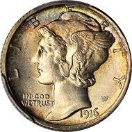 Lot 10287: 1916-D Mercury Dime. MS-65+ FB (PCGS). CAC. Realized: $58,750.