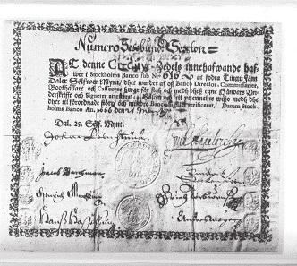 The Palmstruch Banknote. – Anybody who bought a specimen in the last 20 years should check carefully if it’s the one that was stolen from the Stockholm Coin Cabinet.