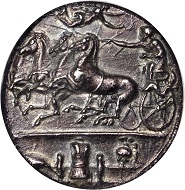 Sicily. Syracuse. Dionysios I, 406-367 B.C. Decadrachm, ca. 405-390 B.C. NGC AU, Strike: 4/5 Surface: 3/5. Fine Style.