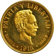 Cuba. 20 Pesos, 1915. Philadelphia Mint. PCGS PROOF-63 CAMEO Secure Holder.