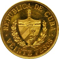 Cuba. 20 Pesos, 1915. Philadelphia Mint. PCGS PROOF-63 CAMEO Secure Holder.