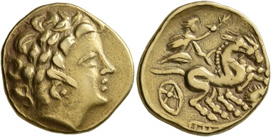 Lot 24: Celtic, Northwest Gaul. “Armoricans”. 3rd Century BC. Stater. Good very fine. Starting price: 2,000 CHF. Hammer price: 6,000 CHF.