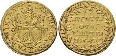 Lot 1457: Switzerland. Zürich. Ducat. Good very fine. Starting price: 500 CHF. Hammer price: 6,500 CHF.