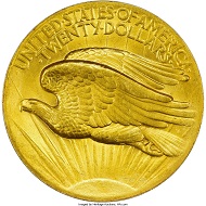 1907 Saint-Gaudens Twenty, MS64 PCGS. Realized price: 32,900 USD.