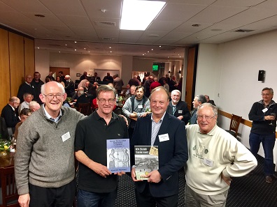 From l. to r. David Galt, President of the Royal Numismatic Society of New Zealand, Robert Pepping, author of ‘New Zealand History Coined’, Andrew Clifford, author of 'New Zealand Trading Banks', and Jim Duncan, President of the Numismatic Society of Auckland. Photo: NSA.