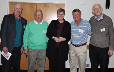 Satisfied hosts and speakers. From left to right: David Baird, Jim Duncan, Ursula Kampmann, John Harwood, David Galt. Photo: NSA.