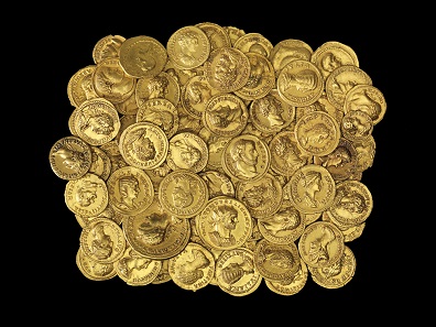 The exhibition shows 75 Roman gold coins from the Victor A. Adda Collection which have been donated to The Israel Museum.